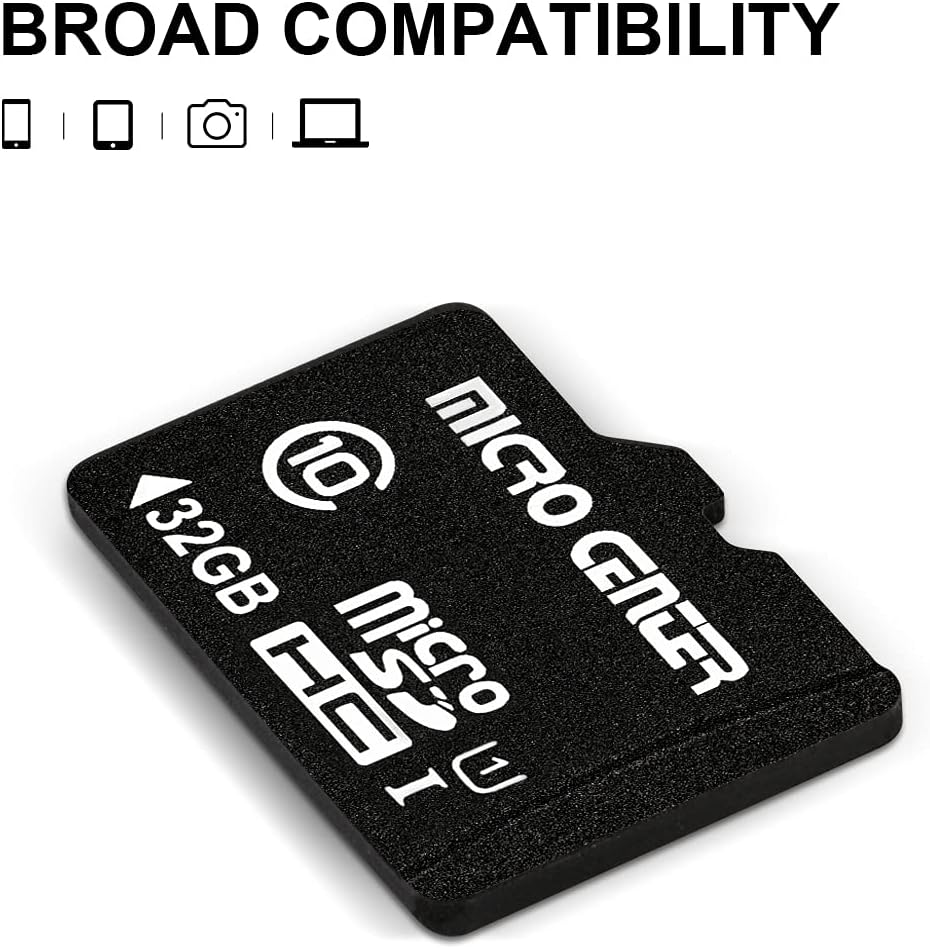 Micro Center 32GB Class 10 MicroSDHC Flash Memory Card with Adapter for Mobile Device Storage Phone, Tablet, Drone & Full HD Video Recording - 80MB/s UHS-I, C10, U1 (5 Pack)