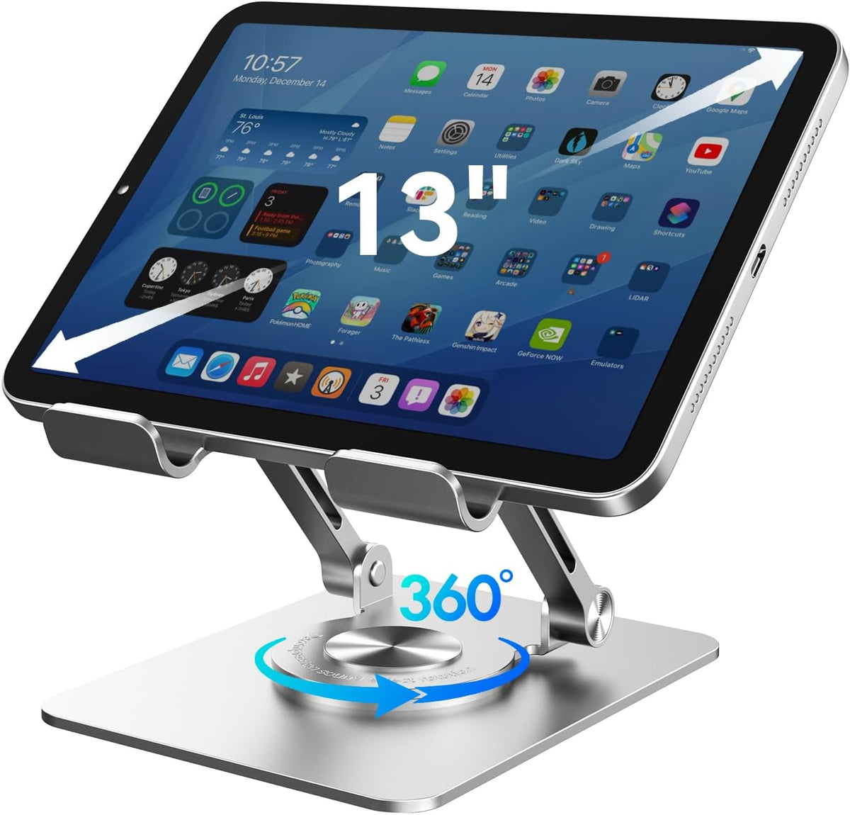 K&ZZ iPad Stand for Desk, Height Adjustable Tablet Stand, Office Desk Accessories for Men Women Gifts, Portable Office Gadgets, Rotating Foldable Phone Stand for Desk