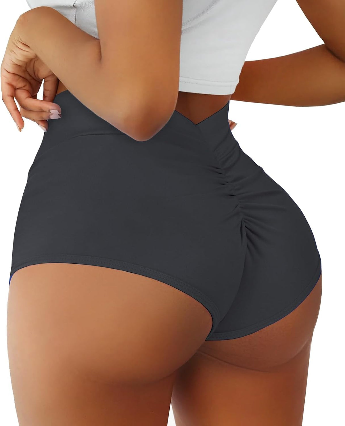 Boudaner Women's Booty Shorts-High Waist V Back Yoga Shorts