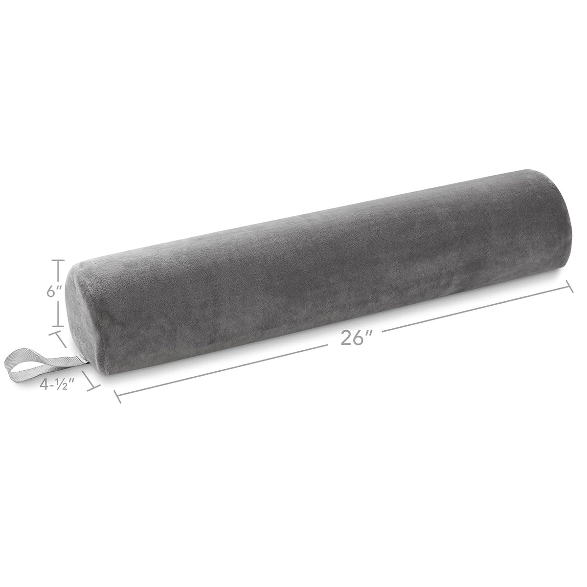 Saloniture 3/4 Round Massage Table Bolster Under-Knee Pillow Pad - 26 x 6 x 4-1/2 Inch - Gray Velour