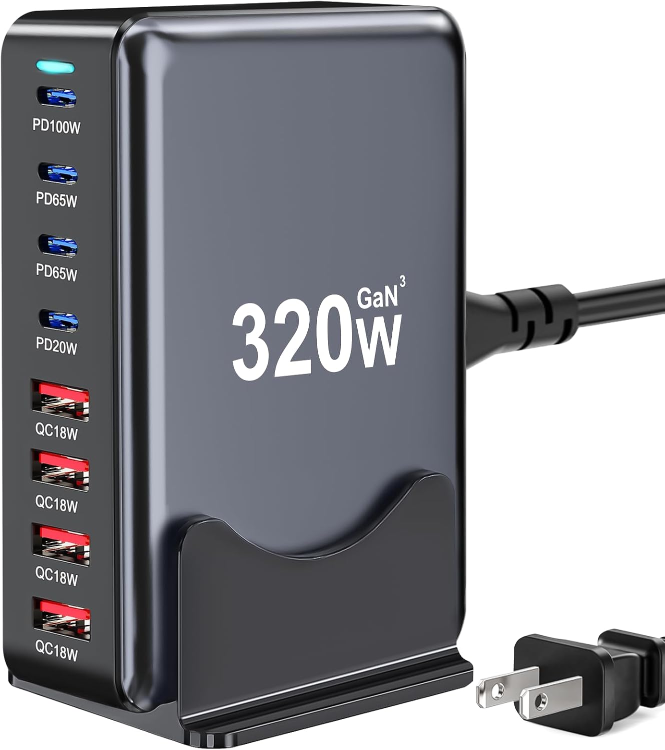320W USB C Charger Block, Multi-port Fast USB Charging Station Dual PD 100W GaN Ⅲ Charging Station For Multiple Devices, Laptop Charger Adapter Compatible with MacBook, DELL, iPad, iPhone, Samsung etc