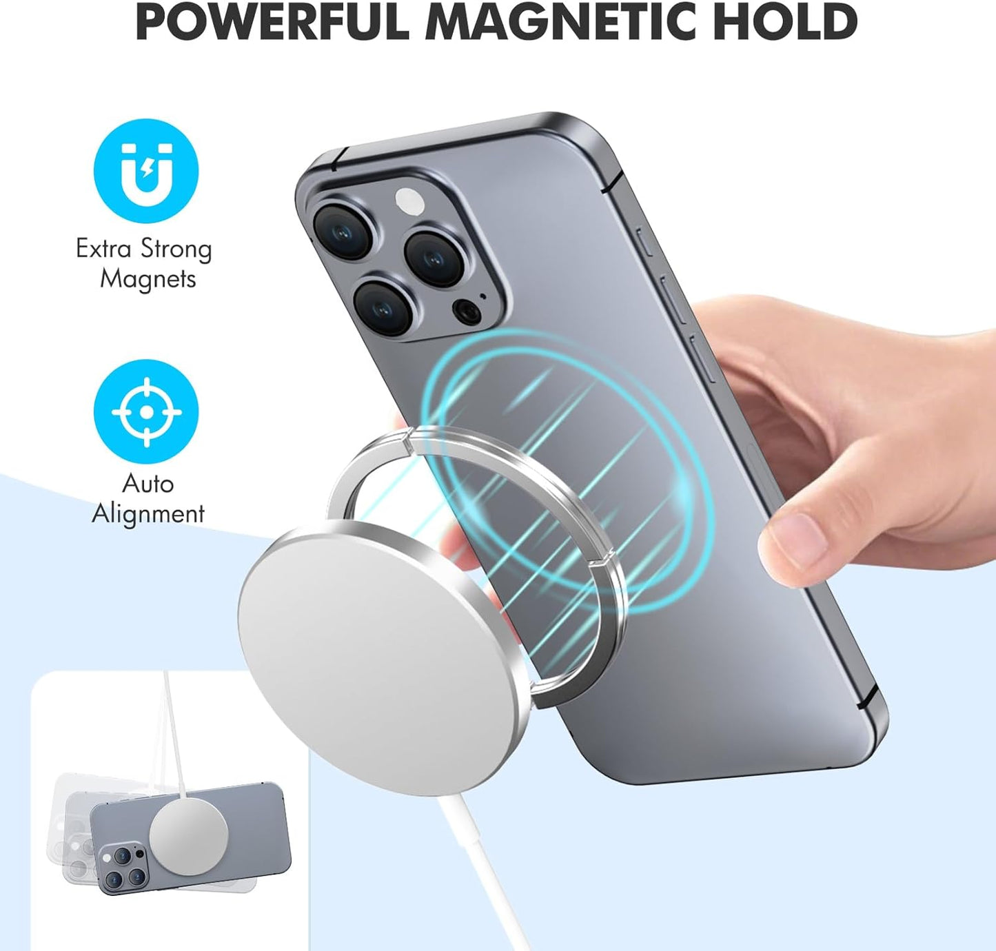 3-Pack 15W Magnetic Wireless Charger: Fast Charging Pad for iPhone Air 17 16 15 14 13 12 Pro Max, Samsung Galaxy S26 S25, Google Pixel 10, AirPods-Slim Portable for Desk Bedside Travel-White