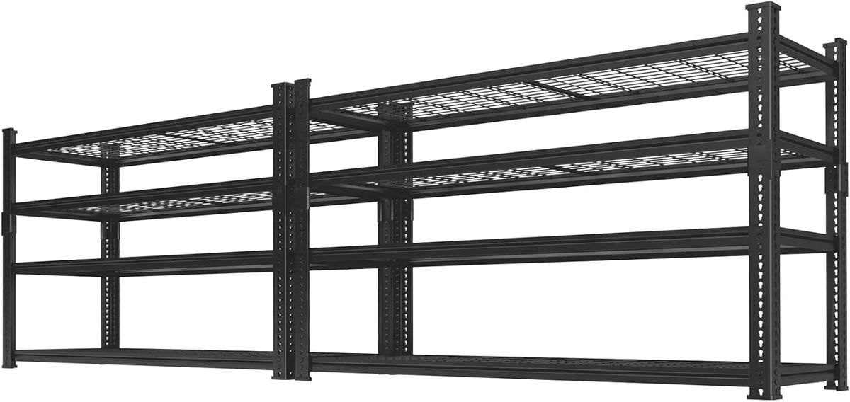 Storage Shelves Heavy Duty 2 PCS, 48"W x 18"D x 60"H Garage Wire Shelving Unit Loads 2640LBS, 4-tier Adjustable Metal Industrial Utility Shelf Rack for Kitchen, Laundry, Pantry, Warehouse, Basement