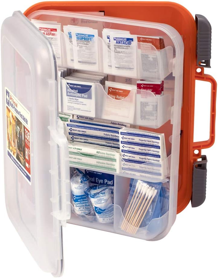 24/7 First Aid OSHA Compliant First aid Kit, All-Purpose 100-Person Emergency First Aid Kit for Business, Home, and Car in Plastic Case with Easy-Slide Latches, 336 Pieces