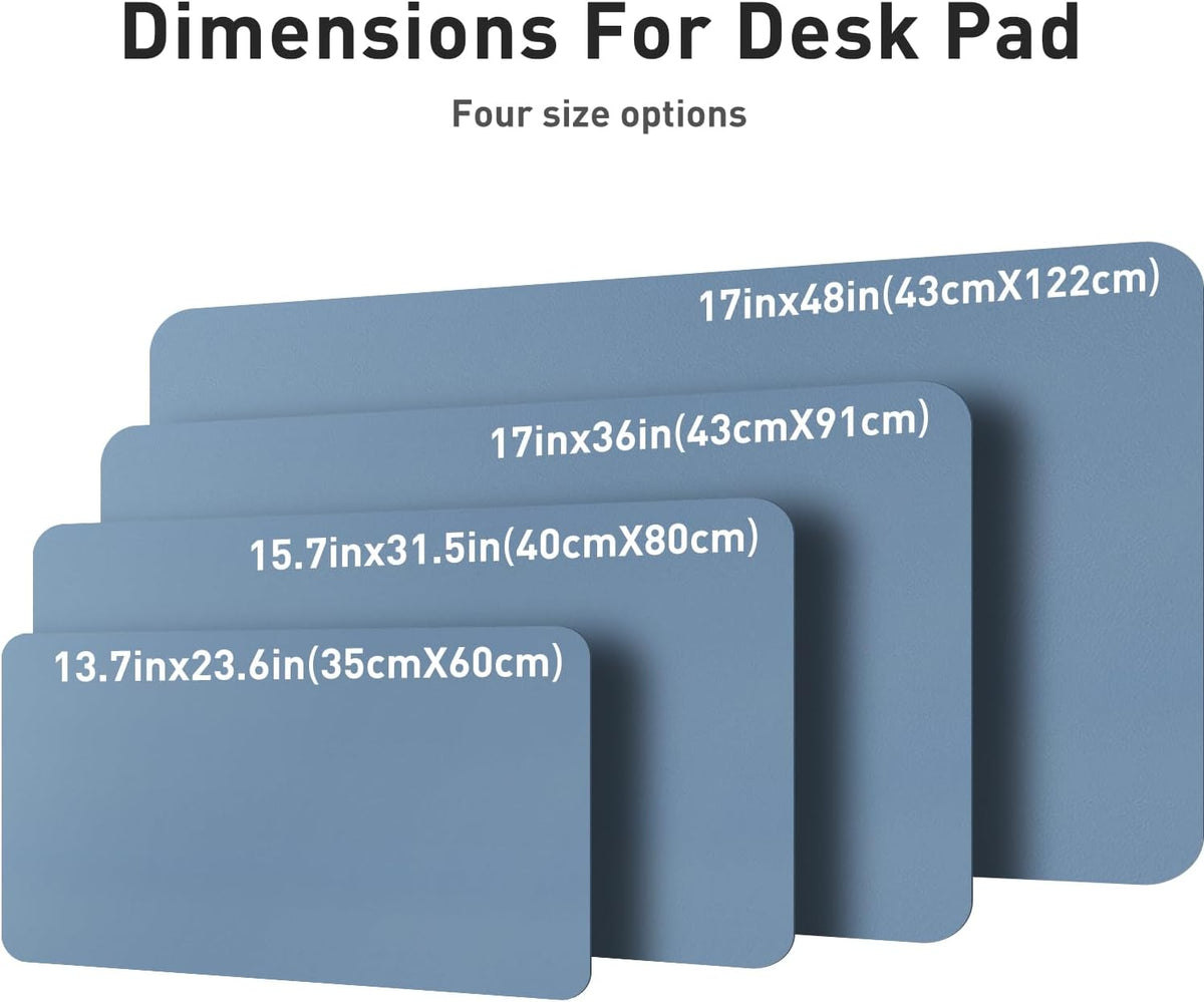 Aothia Leather Desk Pad Protector, Mouse Pad, Office Desk Mat, Non-Slip PU Leather Desk Blotter, Laptop Desk Pad, Waterproof Desk Writing Pad for Office and Home (Denim Blue, 36" x 17")