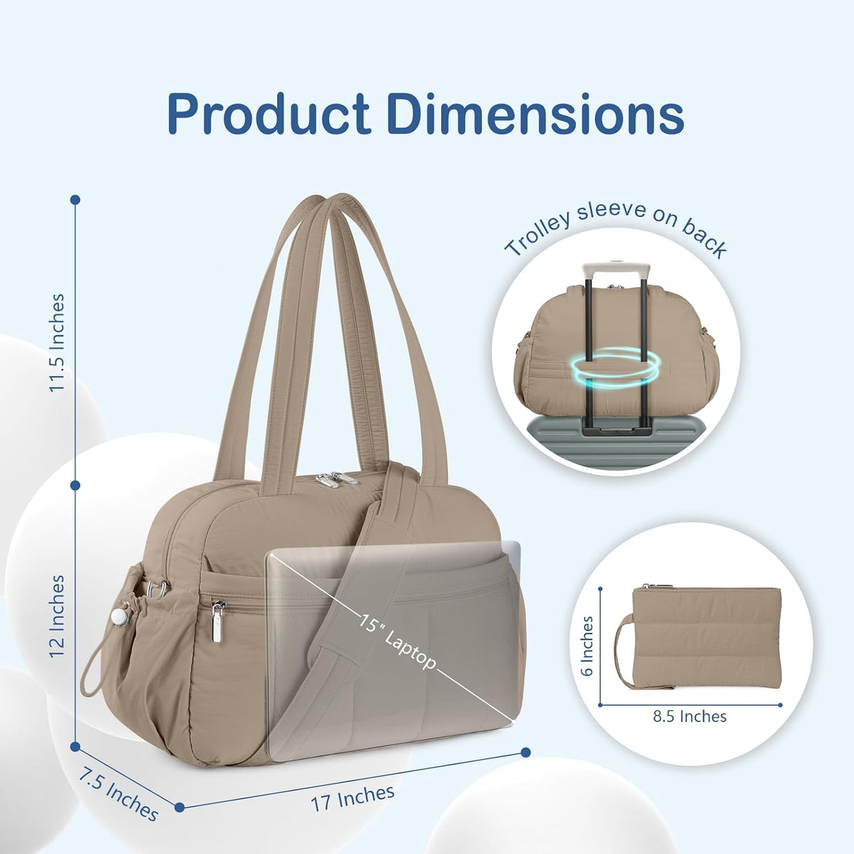 TOPDesign Travel Duffel Bag, Puffy Carry On Overnight, Gym Bag w/Wet Pocket
