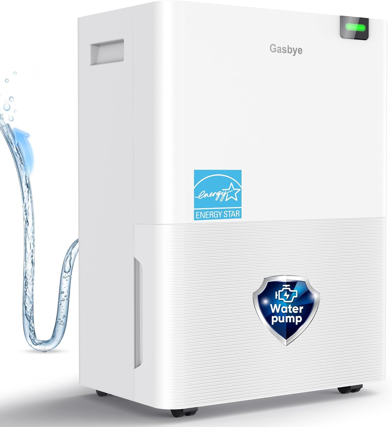Gasbye Energy Star 2026 Dehumidifier with [𝗥𝗲𝗽𝗹𝗮𝗰𝗲𝗮𝗯𝗹𝗲 Pump] for Basement – [44dB Quiet, Easy to Clean & Clog-Free], Max 75 Pints/Day, 16.5ft Drain Hose, Auto Shut-Off, Auto Restart, White