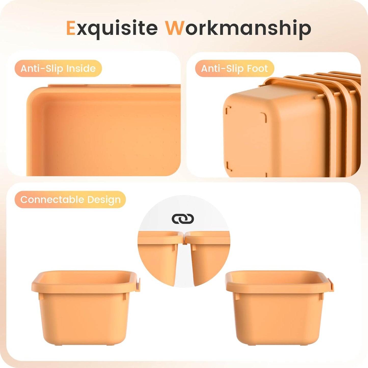 A-LUGEI【𝟰𝟲𝗣𝗖𝗦】【5 Size】Tool Box Organizer Tray Divider Set, 【Orange】 Desk Drawer Organizer,Garage Organization and Storage Toolbox Accessories Rolling Tool Chest Cart Cabinet WorkBench Part