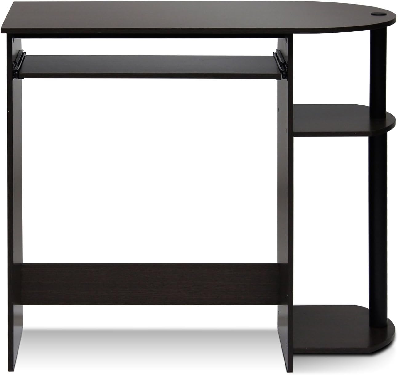 Furinno Simplistic Easy Assembly Computer Desk, With Keyboard Tray, Dark Brown/Black
