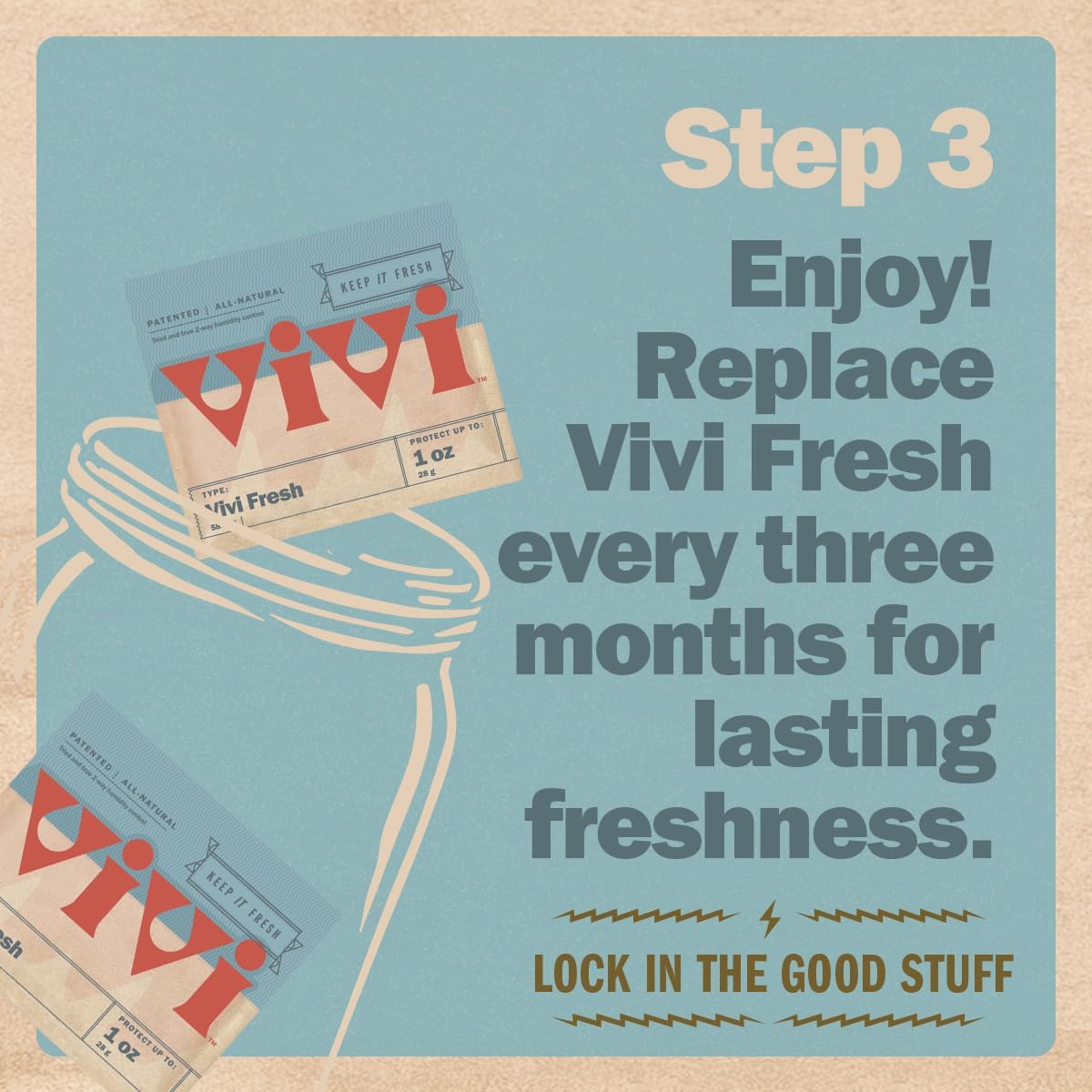 Vivi Fresh 1 Ounce Humidity Control Packs | 10-pack in Resealable Bag | For All Airtight Storage Containers, Store Longer and Preserve Freshness | Made in the USA by Boveda
