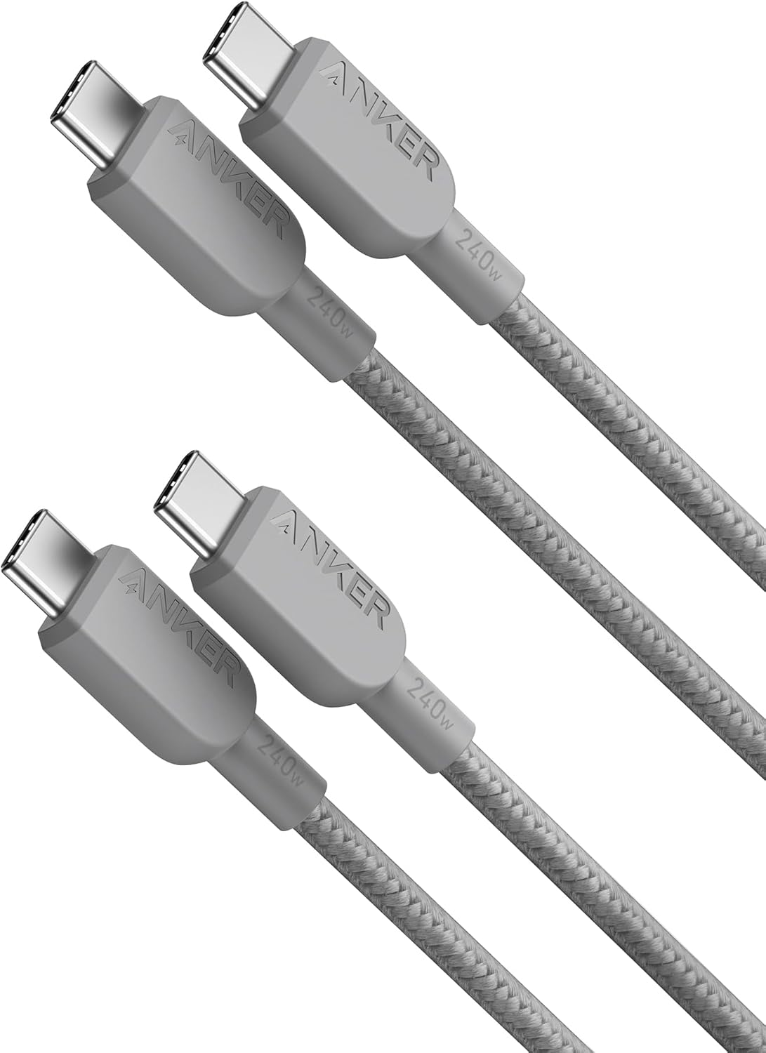 Anker USB C to USB C Cable(2pack, 6FT),240W USB C Charger Cord Fast Charge for iPhone 16/15 Series,MacBook Pro 2020,iPad Air 4 and More (USB 2.0,Black)