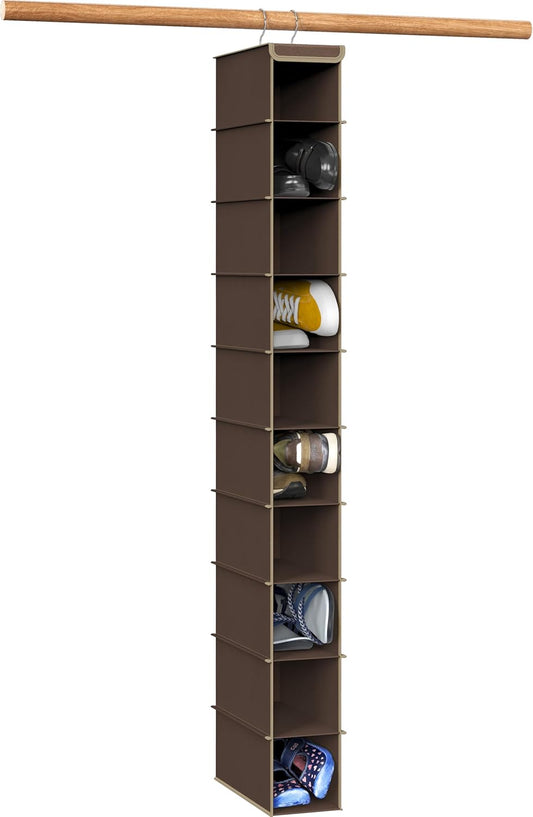 Simple Houseware 10 Shelves Hanging Shoes Organizer Holder for Closet, Brown
