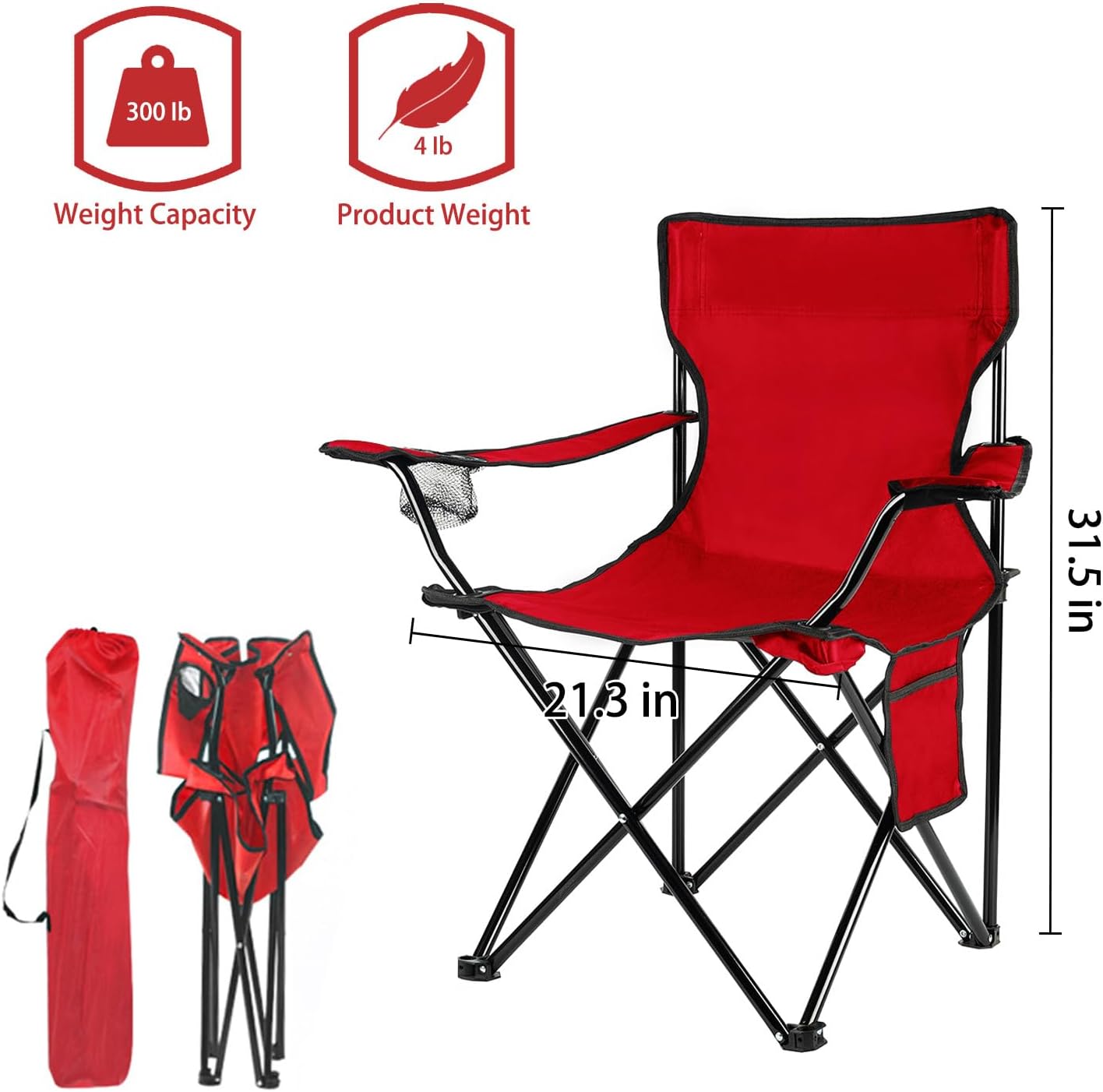 Damei century 4Pack Folding Camping Chairs, Portable for Beach, Lawn, Yard