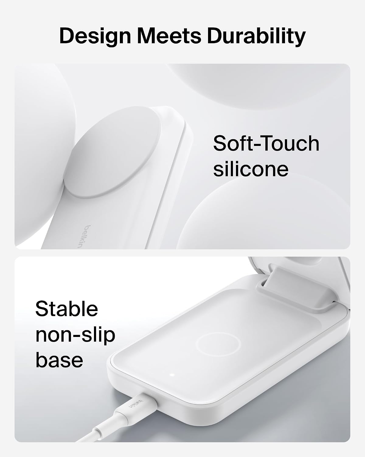 Belkin Qi2.2 25W Wireless 3 in 1 Foldable Fast Charging Station for iPhone | Fast Charigng, MagSafe Compatible, iPhone 17/16/15, Apple Watch, AirPods, Travel Charger, Magnetic