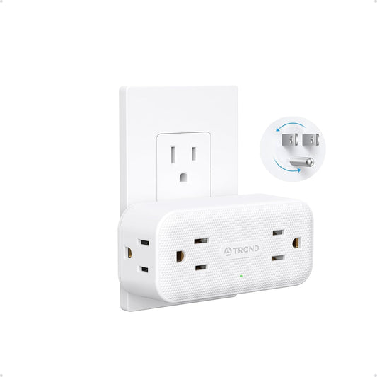 TROND Surge Protector Outlet Extender with 360 Rotating Plug, 4 AC Plug Adapter, 900 Joules Surge Protection, A Small Charging Station, 3-Sided Outlet Splitter for Home Office Travel Dorm, White
