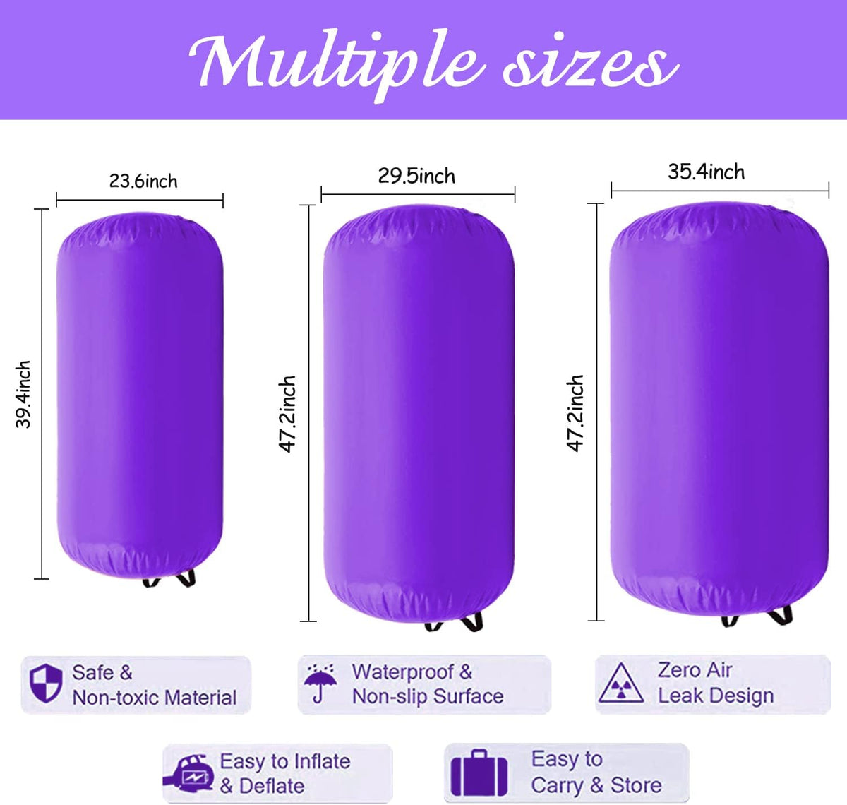 86 York Air Barrel Gymnastics Roller Inflatable Tumbling Mat, Back Handspring Training Air Mat Tumble Track Gymnastics Equipment For Home Use, Gym Training, Yoga Balance Exercise, Cheerleading with Electric Pump