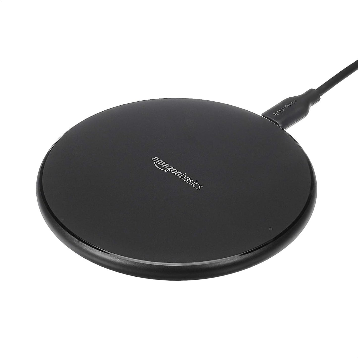 Amazon Basics Wireless Charger, 15W Qi Certified Wireless Charging Pad with USB Cable, Compatible with iPhone 15/14/13/12/11/X, Samsung & LG, Case Compatible, Black