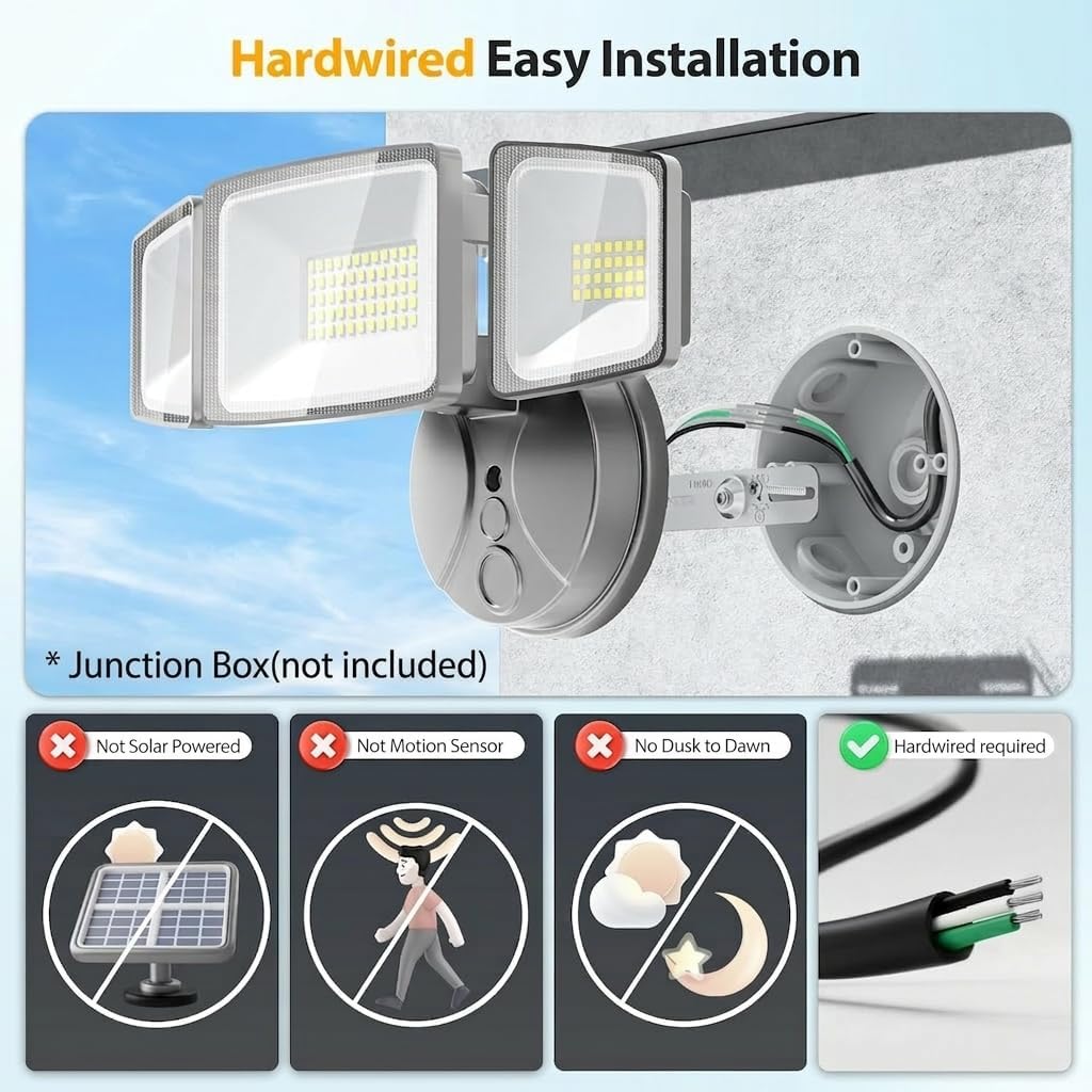 Onforu 75W LED Security Light, 7000LM Brightness Outdoor Flood Light Fixture Switch Controlled, IP65 Waterproof, 6500K White Wall Mount Exterior Security Floodlight for Eave, Yard, Garage, Porch