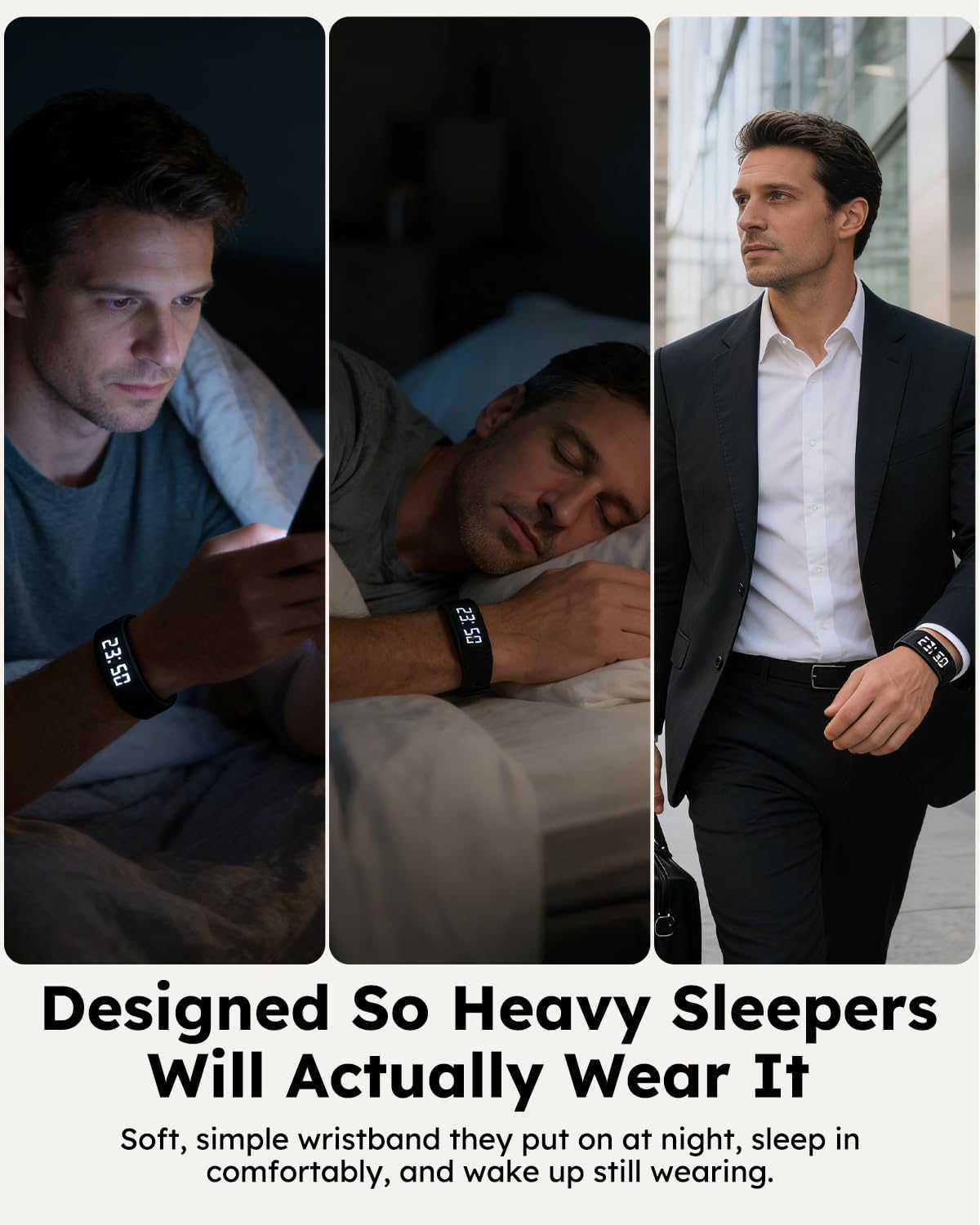 Vibrating Alarm Clock Watch for Heavy Sleepers, Silent Wake Up Bracelet & Smart Wristband, Wearable Vibration Wrist Alarm, Non-Audible Sleep Wristband for Men & Women