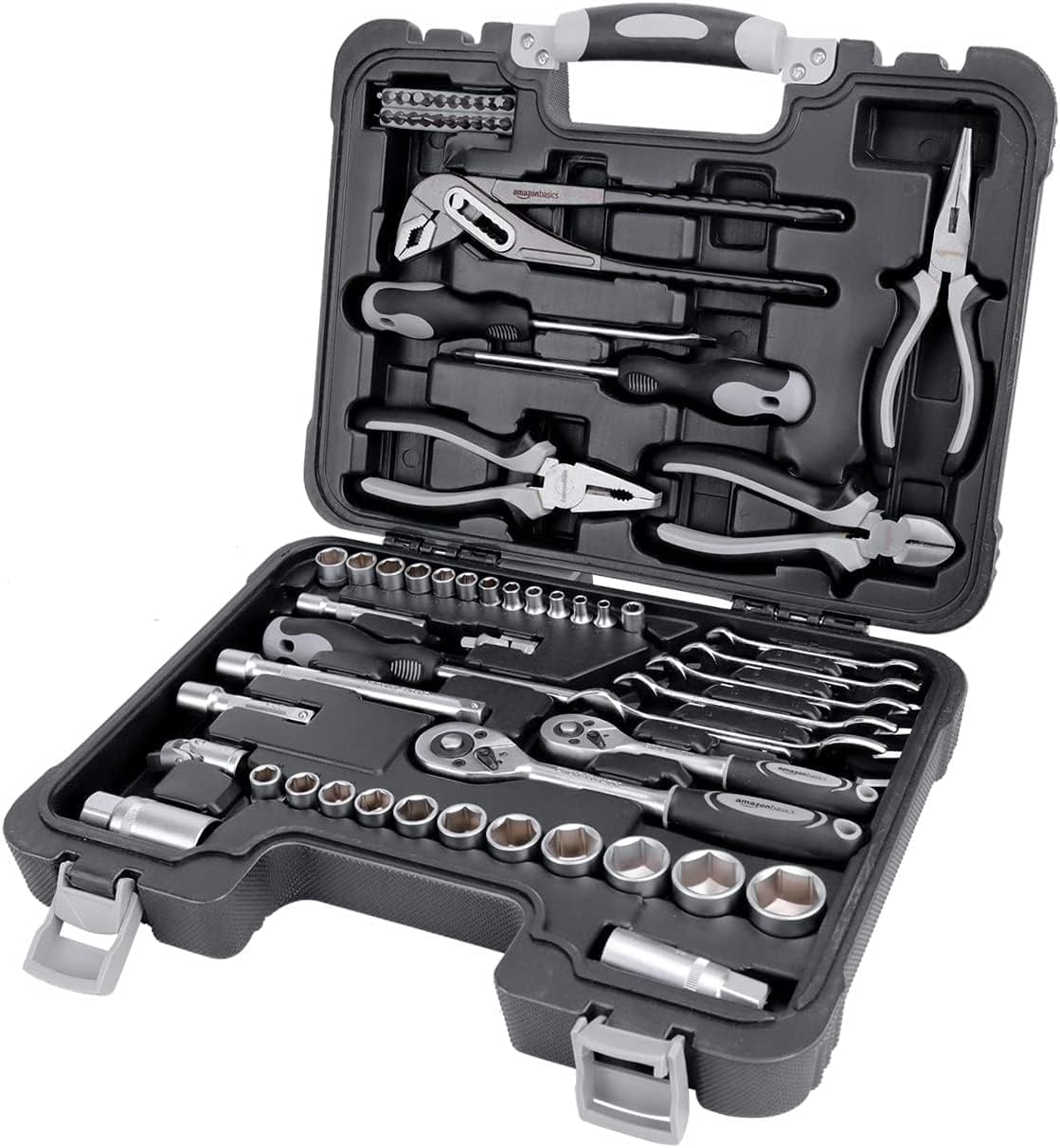 Amazon Basics 173-Piece General Household Hand Tool Set with Storage Case, Portable Tool Kit for Home Maintenance and Everyday Repairs