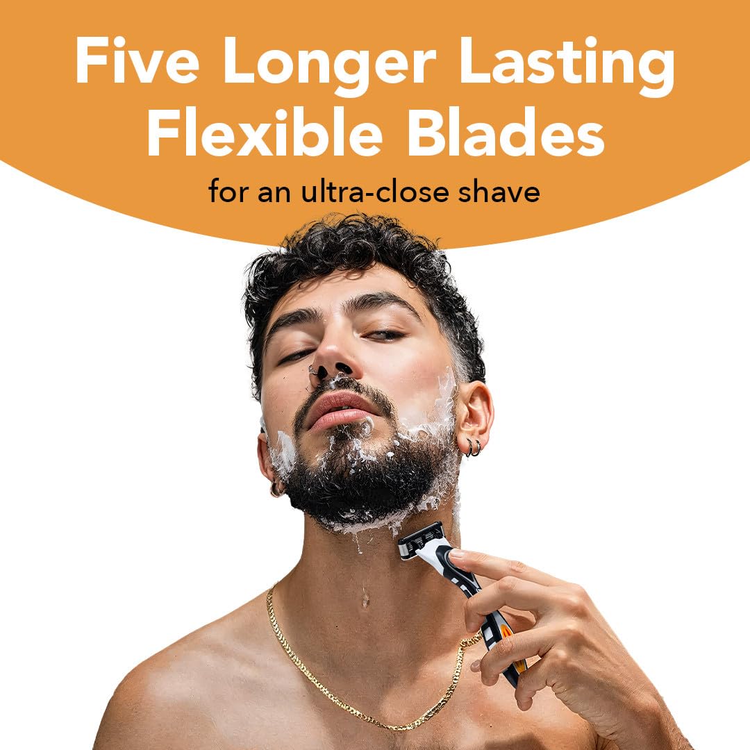 BIC Flex 5 Men's Refillable 5-Blade Razors with 1 Handle and 12 Cartridges, Smooth Shave Kit with Precision Edging Blade, College Dorm Room Essential, Shower Caddy and Toiletry Bag Ready