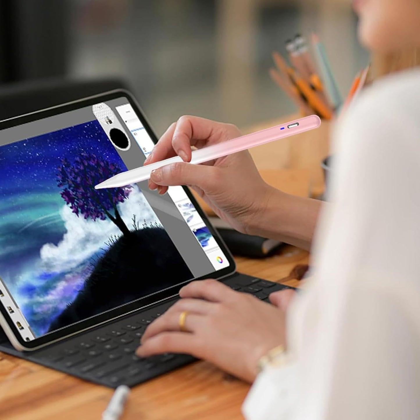 Stylus Pen for Android Tablet,Tablet Pencil for iOS/Android,Stylus Pen for iPhone/Samsung/Huawei/Vivo/Lenovo/Pixel and Other Android Smartphones and Tablets-Gradient Pink