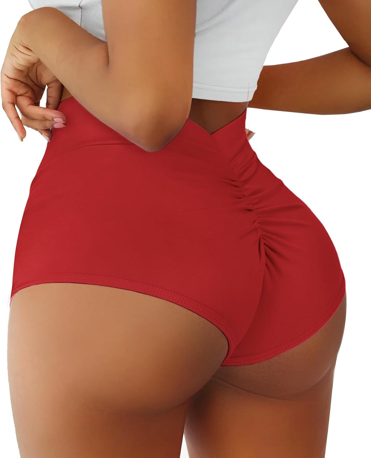 Boudaner Women's Booty Shorts-High Waist V Back Yoga Shorts
