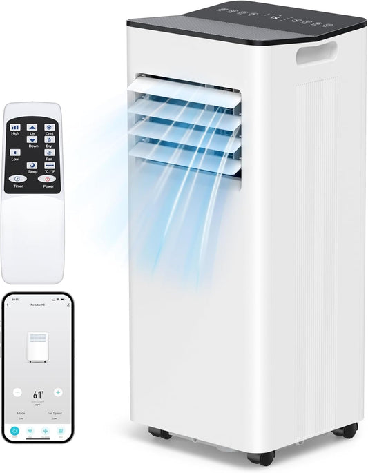 16000 BTU Portable Air Conditioner for Large Rooms & Bedrooms up to 750 Sq.Ft, Ultra Quiet 40dB Smart WiFi AC, 5-in-1 Cooling with Dehumidifier, Fan, Sleep Mode & Timer(White)