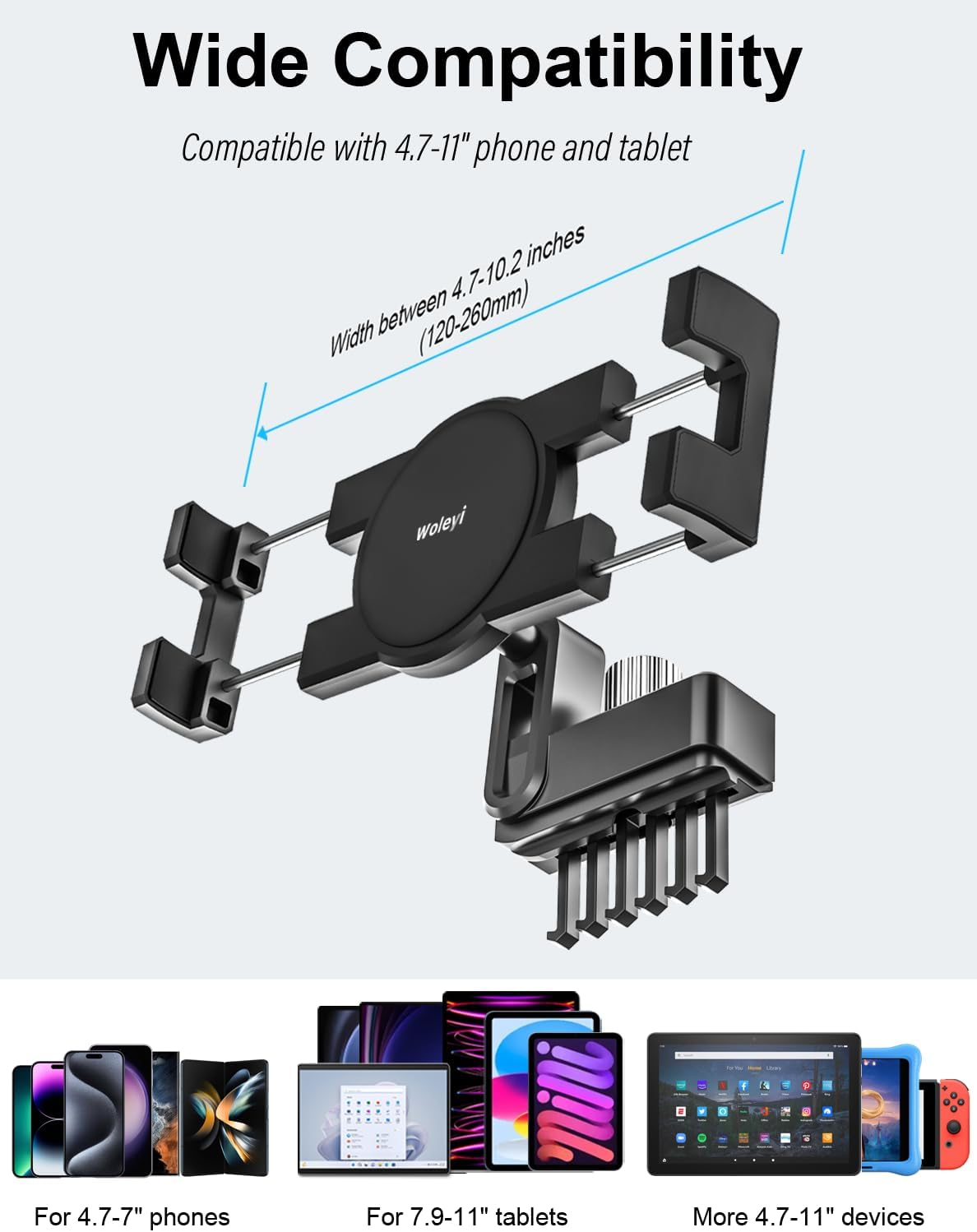 for Tesla Tablet Mount Phone Holder, for Tesla Model 3 Y Car Air Vent Accessories, for 4-11" Device Like iPad Pro, Air, Mini, iPhone, Galaxy, [ONLY FIT for 2017-2022 Model 3, 2020-2023 Model Y]