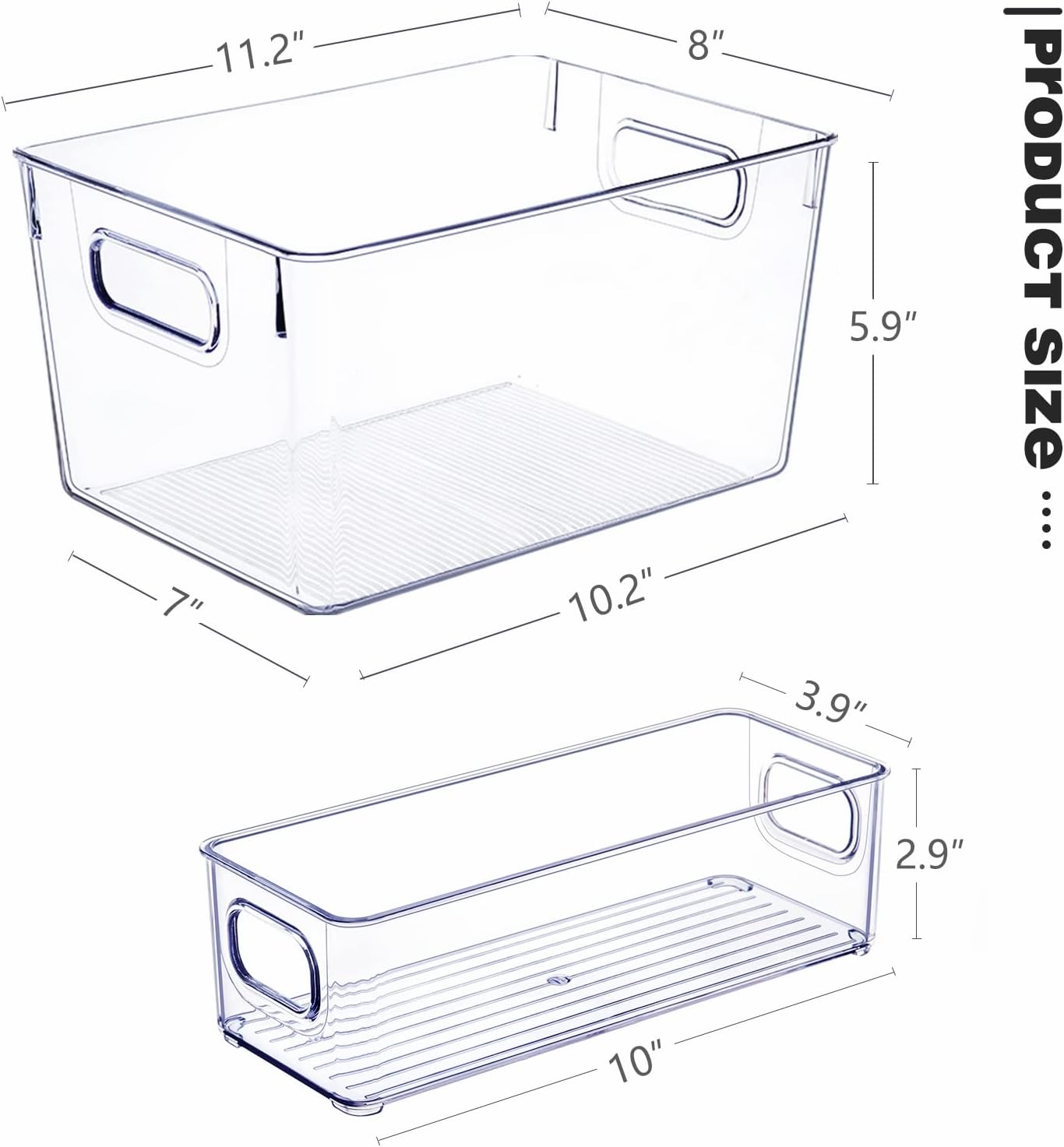 SKTEET Set of 8 Clear Plastic Storage Bins, 4 Large and 4 Small Stackable Storage Containers for Pantry Organization and Kitchen Storage Bins,Home Edit and Cabinet Organizers