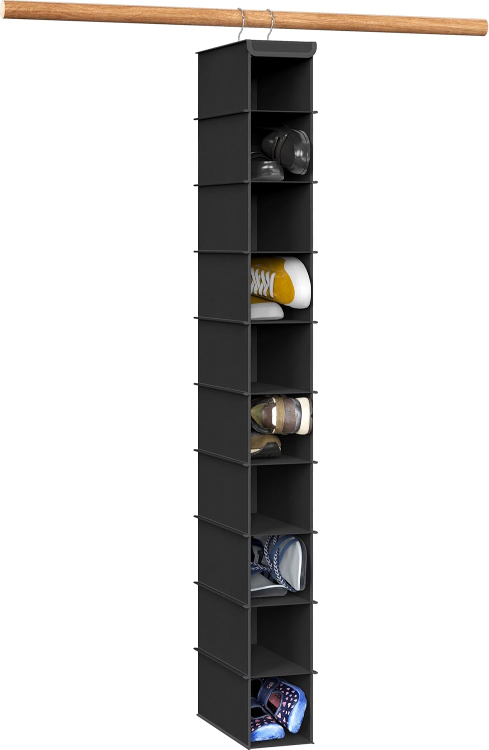 Simple Houseware 10 Shelves Closet Hanging Shoe Organizer, Black