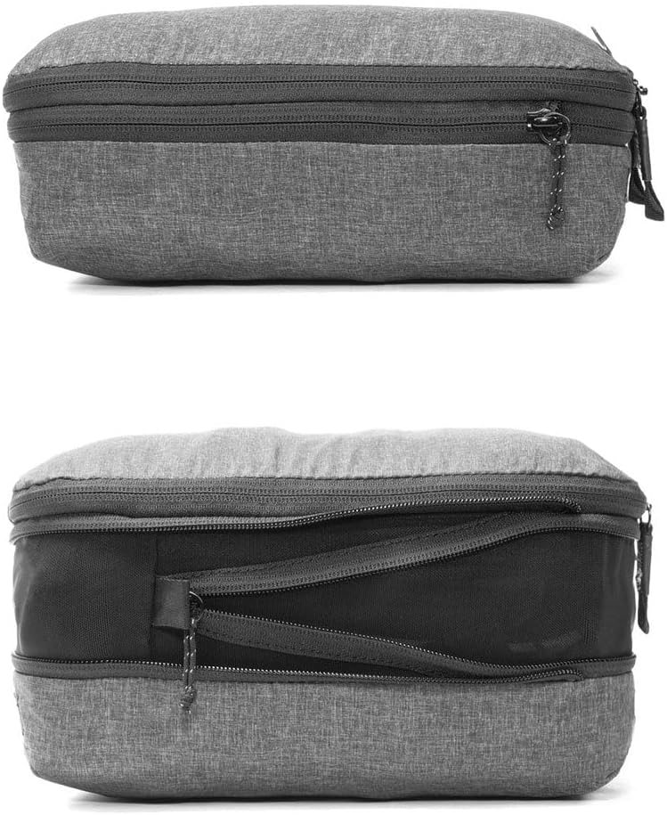 Peak Design Packing Cube, Charcoal, Weatherproof Luggage Cube with Dual Compartment Organization, Expansion and Compression, Zipper Opening, Travel Organizer for Men and Women, Size M