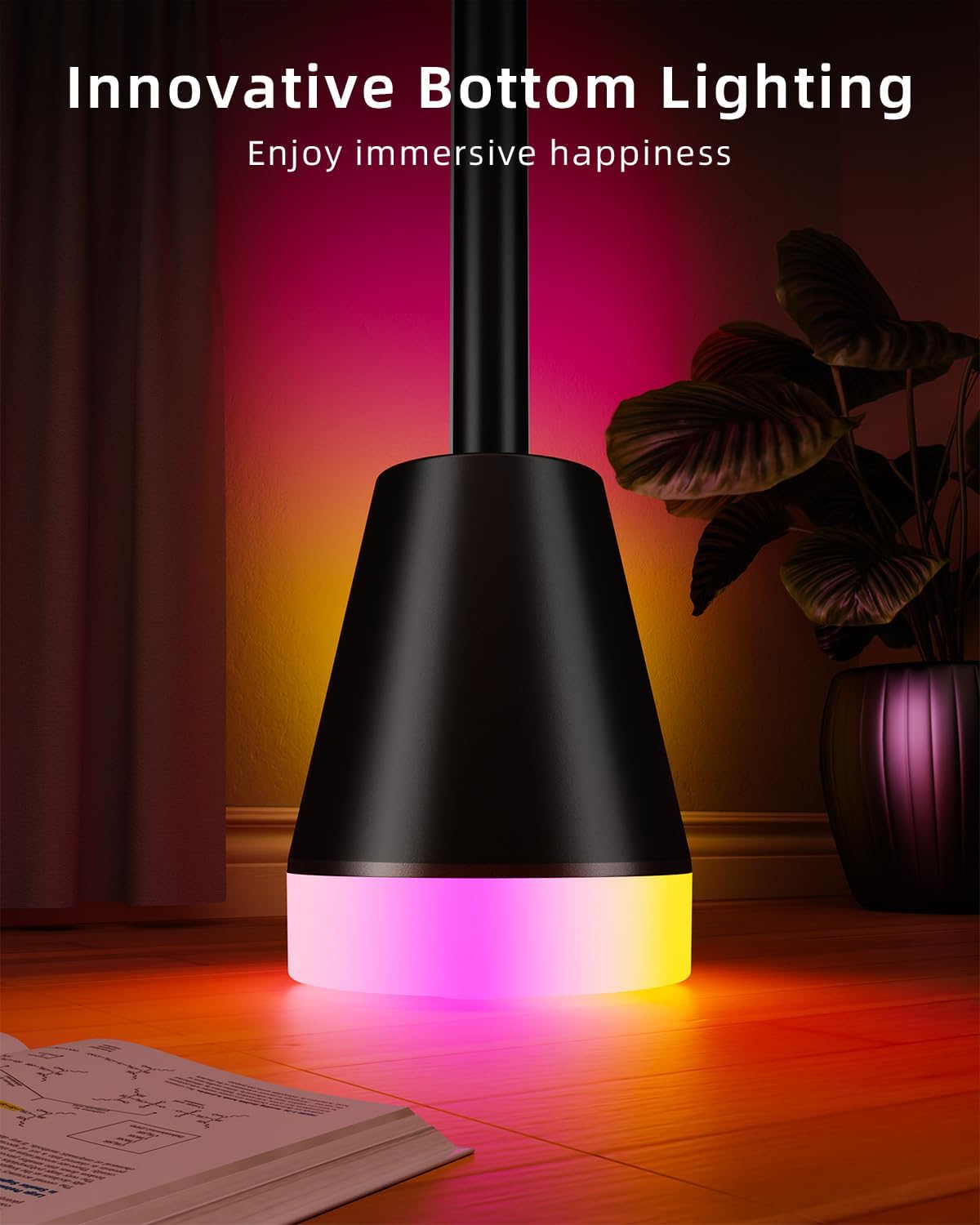 Keepsmile Smart RGB LED Corner Floor Lamp,172 LEDs Bright Standing Lamps for Living Room with APP and Remote,Modern Floor Lamp with Music Sync and 16 Million Colors, Ambient Lighting for Bedroom
