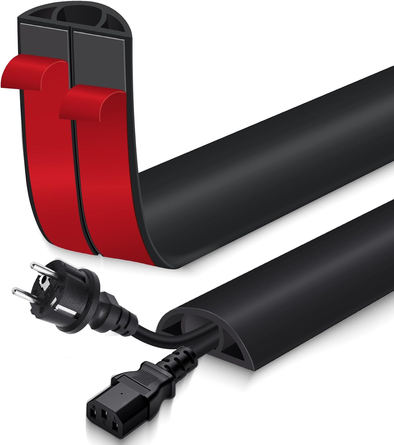 Floor Cord Cover for Wires on Floor Self Adhesive Cord Hider | Floor Cable Cover Floor Wire Covers for Cords Prevent Cable Trips, Cord Cavity W 0.59" x H 0.31", Black, 20Ft