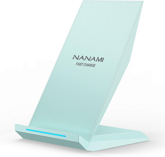 NANAMI Wireless Charger - Fast Wireless Charging Stand Desktop Charger Dock for iPhone 17/17 Air/16/15/14/13/12, 10W Phone Charging Stand for Samsung Galaxy S26/S25/S24/S23/S22/S21/S20/10/9