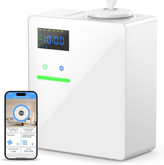 XEITIN Waterless HVAC Diffuser Coverage 5000 Sq.Ft, Whole House Lasting Scent Cold Air Diffuser for Large Home, Hotel, Office, 200ml Aroma Diffuser Machine with Bluetooth App Control, No Humidity