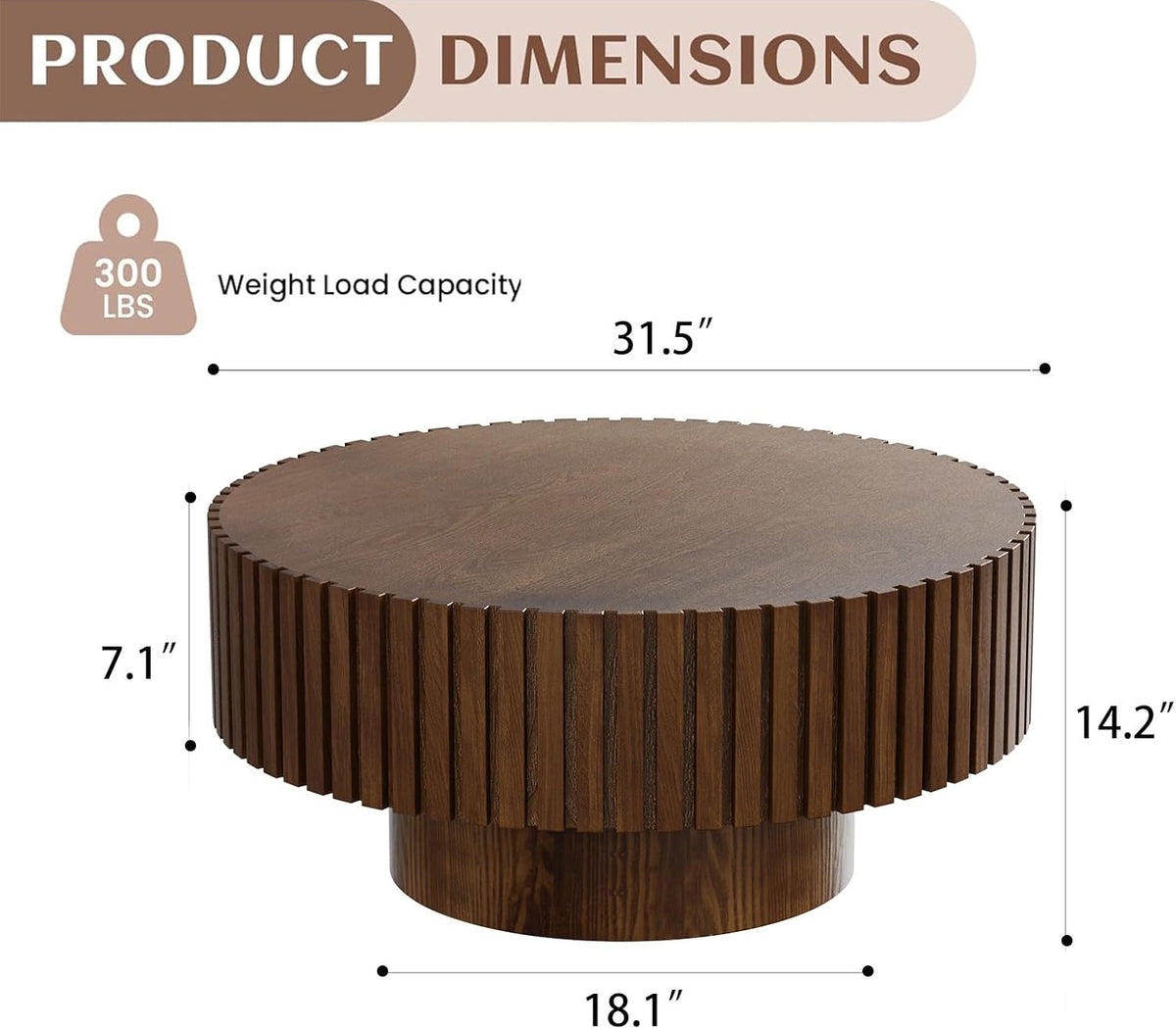 Modern Round Coffee Table for Living Room (Round Dark Brown)