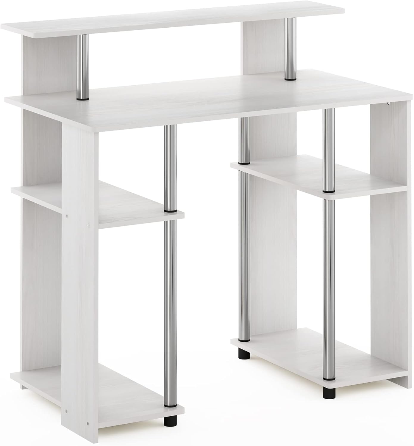Furinno Jaya Simple Design Computer Writing Desk, White Oak/Stainless Steel