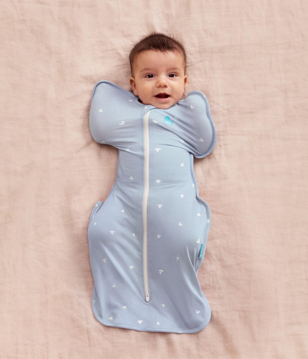 Love to Dream Swaddle Up Viscose from Bamboo, Arms Up Position, Soft and Sustainable Bamboo Fabric, Versatile Wearable Blanket,1.0 TOG (20-24°C) Ideal for Moderate Temps,Newborn 5-8.5 lbs, Boats Mist