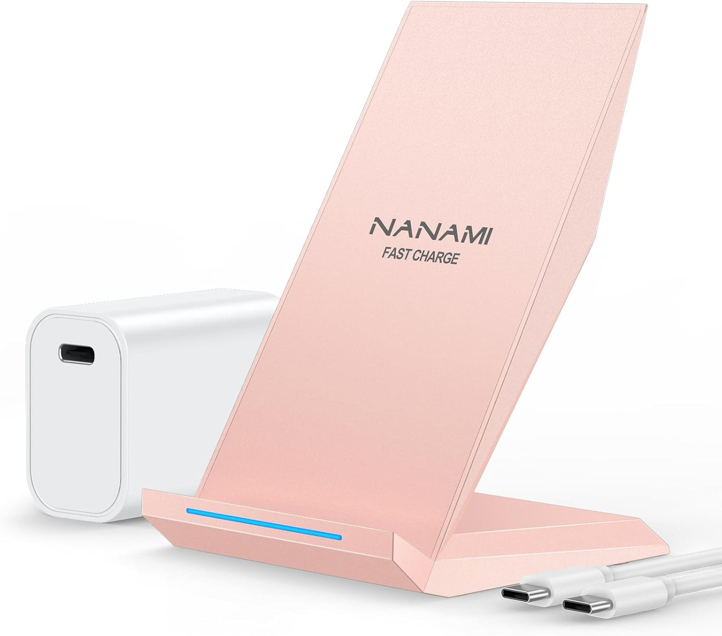NANAMI Fast Wireless Charger with USB Phone Charger, Charging Stand with 20W PD Adapter for iPhone 17/17 Pro/17 Pro Max/16/16 Plus/15/14/13, 10W for Samsung Galaxy S26/S26+/S25/S24/S23/S22/S21