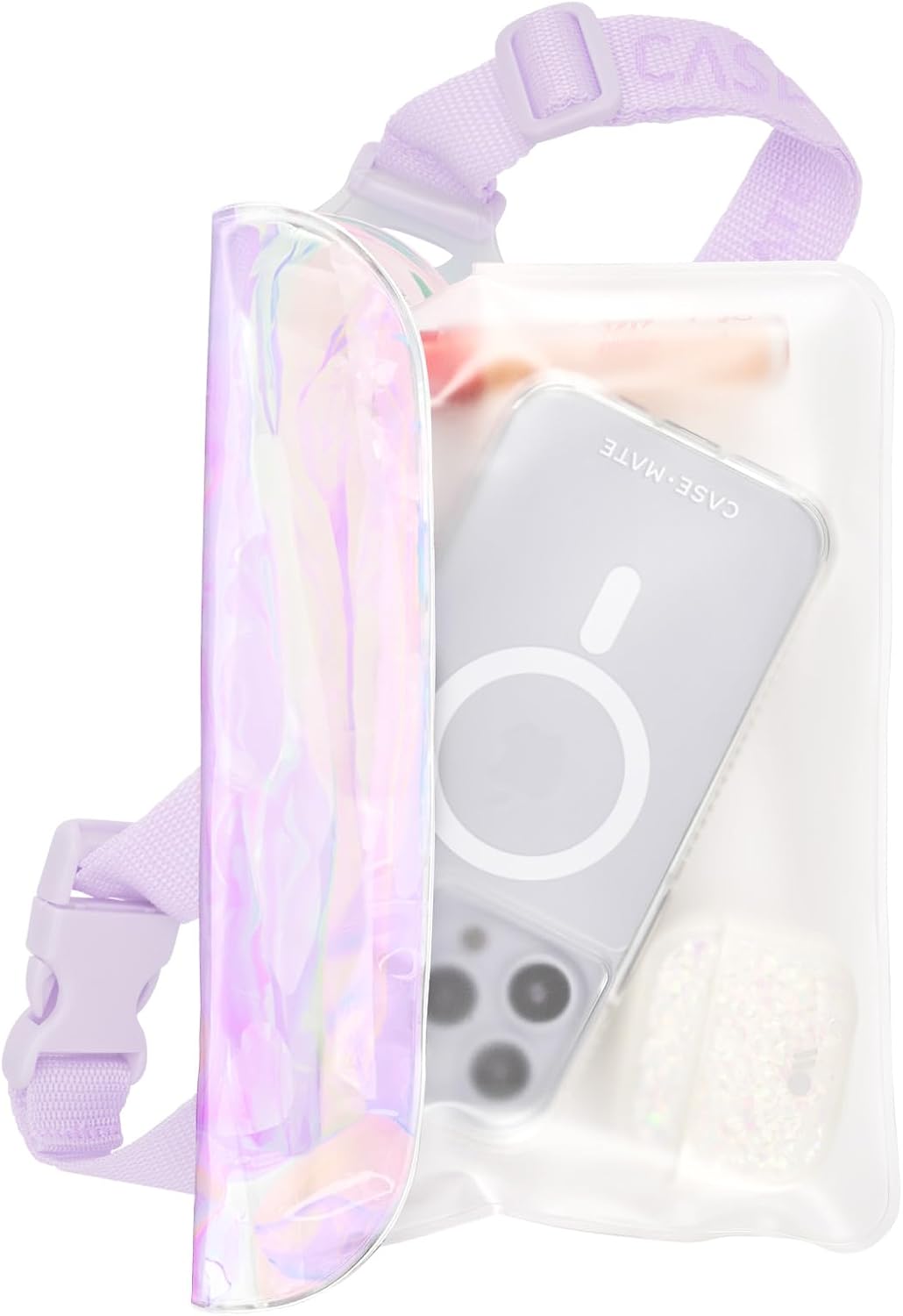 Case-Mate Soap Bubble IP68 Waterproof Phone Pouch/Case with Triple Seal Protection, Adjustable Strap - Waterproof Fanny Pack for iPhone 17 Pro Max/iPhone 16 Pro Max/15/14/S26/S25/Pixel 10 - Iridescent