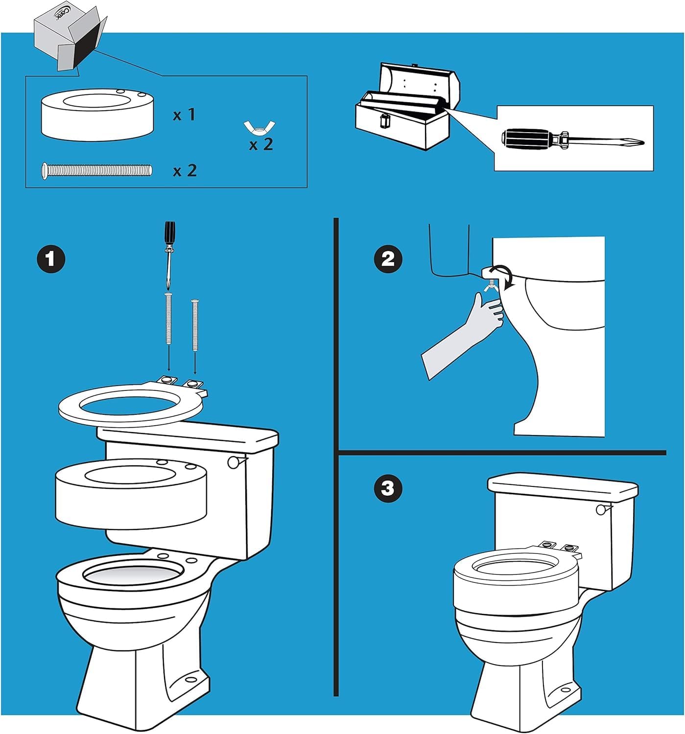 Carex Toilet Seat Riser, Elongated Raised Toilet Seat Adds 3.5 inches to Toilet Height, Assists with Bending or Sitting, Bolt-On Installation Under Existing Toilet Seat, 300 Pound Weight Capacity