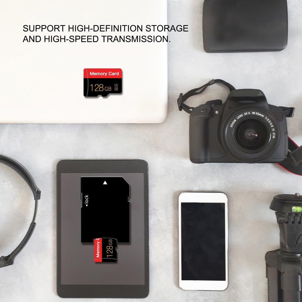 2 Pack Micro Memory Card 128 GB with Adapter, C10/U1/UHS-I/A1 TransFlash Card, TF Card for Smartphone, Tablet, Camera, Drone, Personal Computer (Red 128GB*2-U1)