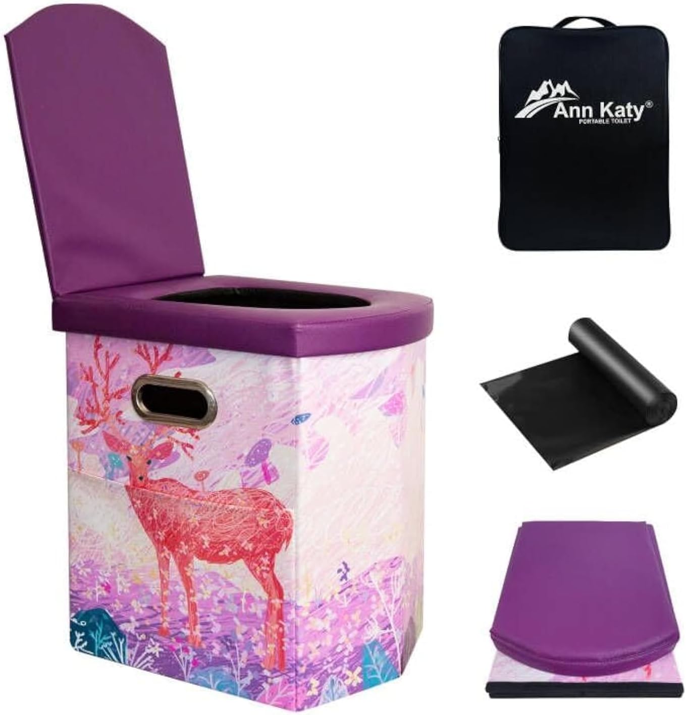 Ann Katy Upgrade XL Portable Toilet for Adults, Extra Large Portable Travel Floding Toilet, Camping Tall Toilets with Lid for Adults and Kids Compact Potty for Car,Hiking,Beach and Camping