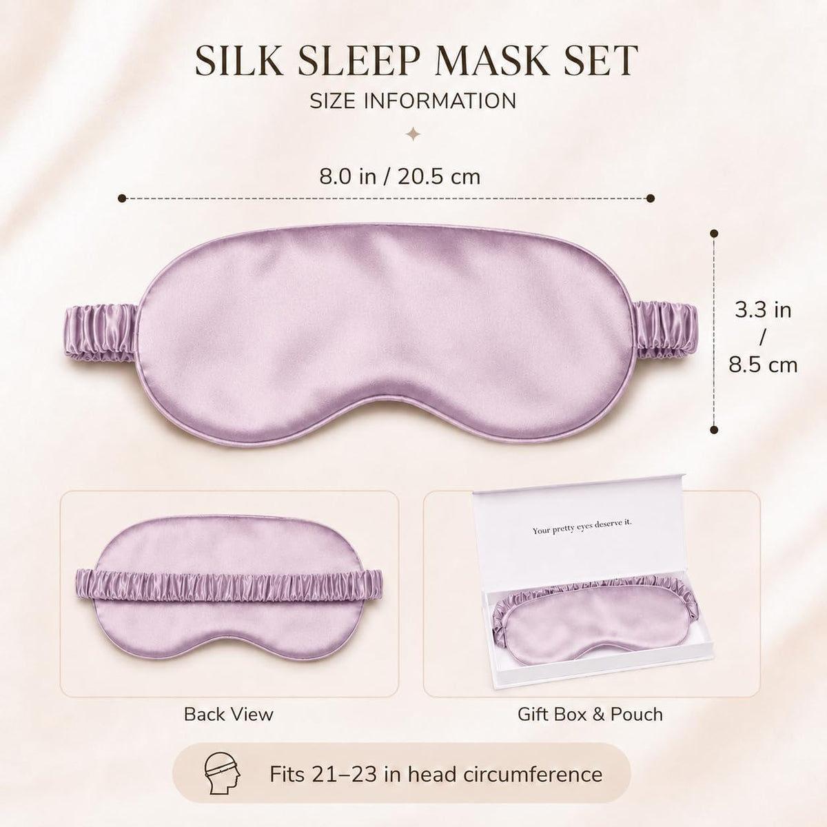 Silk Sleep Mask Light Blocking Luxury 100% Mulberry 19mm Silk Eye Mask Eye Cover Blindfold Ultra Soft Light & Comfy Anti Aging Skin Care with Travel Bag Gift Package