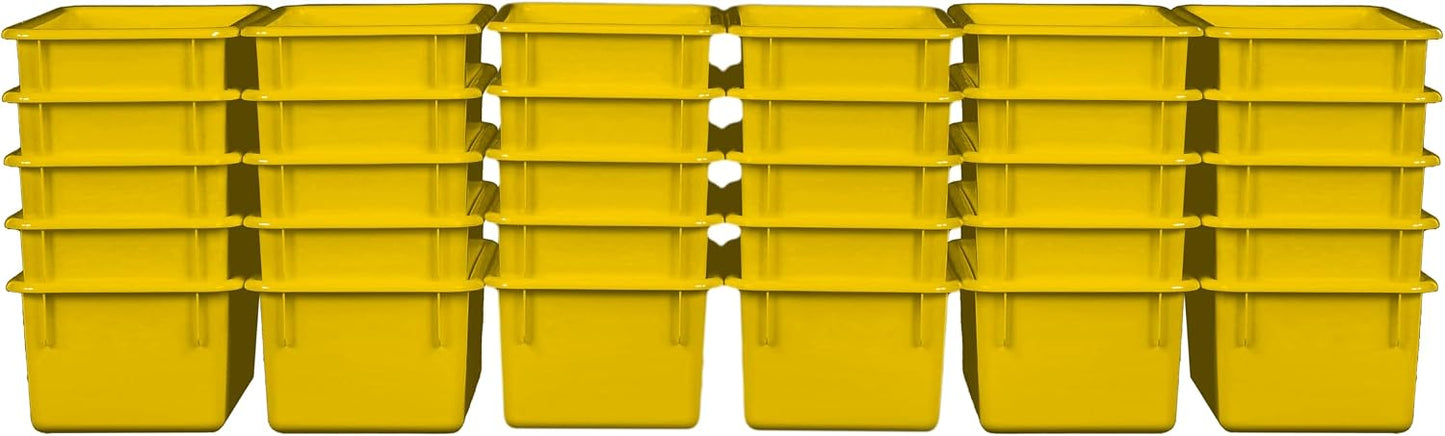 Wood Designs Cubby Storage Bin, Heavy Duty Plastic Containers for Kids Purple Cubby Tray Set of 30