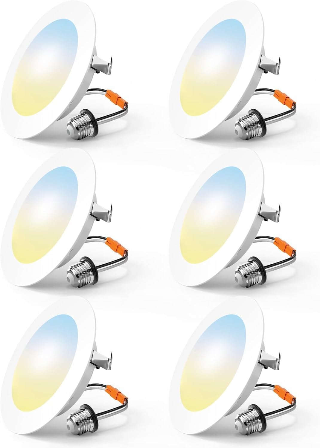 FREELICHT 6 Pack Retrofit LED Recessed Lighting 6 Inch, Selectable 2700K/3000K/4000K/5000K/6000K, Dimmable Flat LED Can Lights, 10W=110W, 1000LM, IC & Damp Rated, ETL & FCC, Black