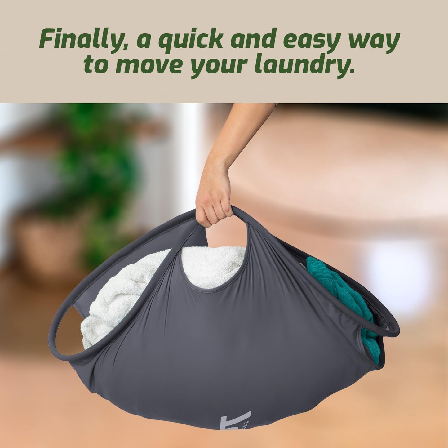 Laundry Turtle Collapsible Laundry Basket | Revolutionary Foldable Laundry Hamper | Innovative Laundry Basket for Dirty Clothes Washing & Dryer Removal Portable Laundry Grabber (Grey, Large)