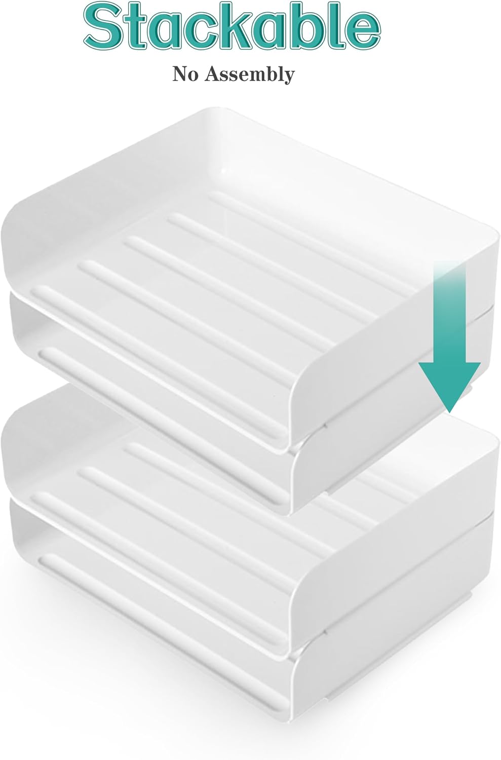4 Tiers Stackable A4 Paper Trays, Office Desk File Holder, Tidy File Document Letter Book Paper Organizer (4 Tiers,White)