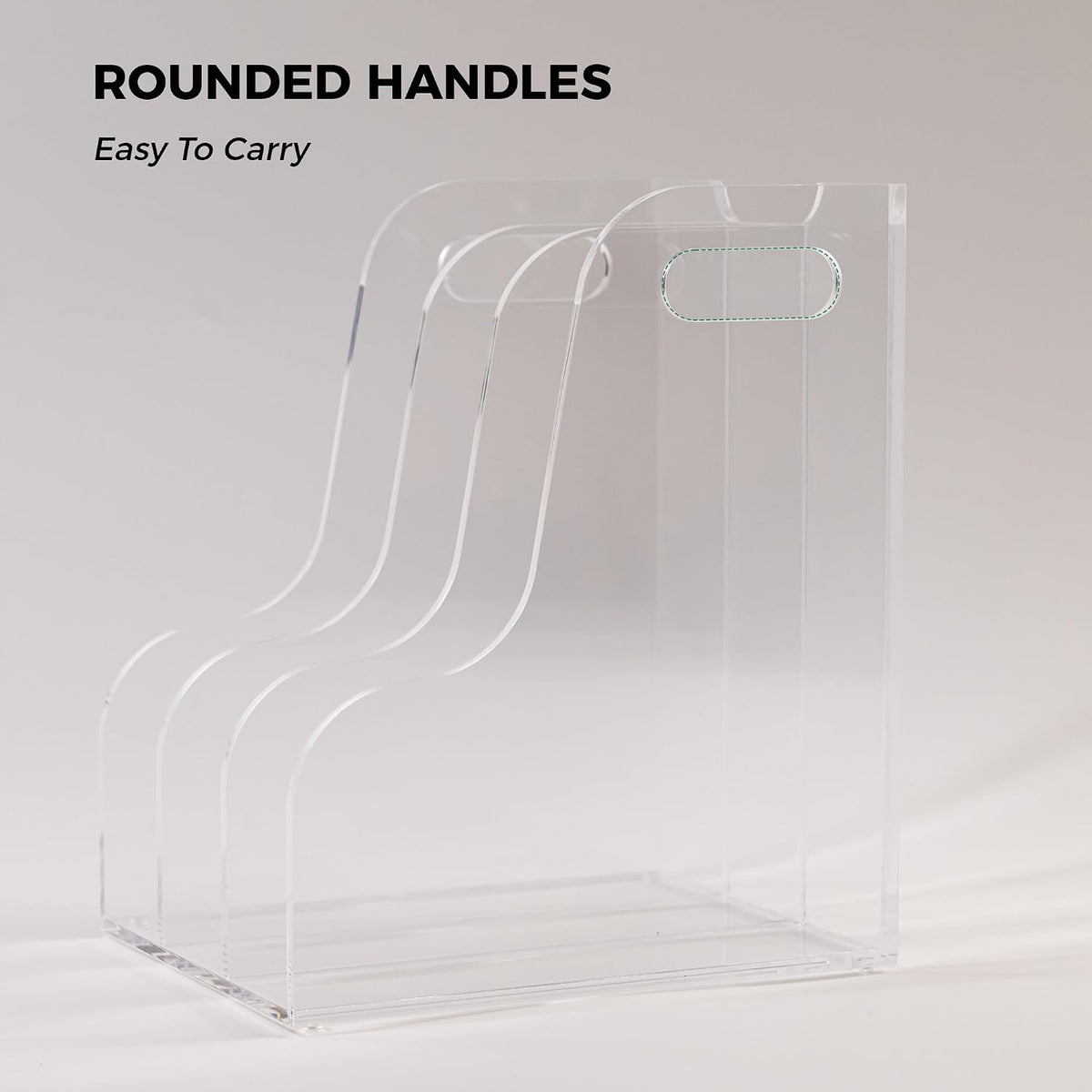 3 Vertical Compartments File Holder, Clear Acrylic Desk Organizer and Storage Bins Holding for Magazines, Binders, Notebooks, Envelopes, Multi-purpose Document Organizer for Home Office
